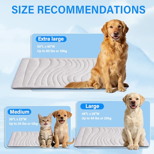 Dog Cooling Mat, 36"x23" Reversible Pad, Scratch-Resistant,Machine Washable | Pressure-activated Pet Cooling Mat, Q-Max>0.5, Indoor Outdoor Use, Great for Summer, Dogs & Cats, Grey - size: Medium