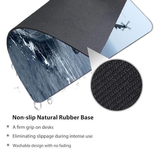 Aircraft Carrier US Navy Mouse Pad, Helicopter Military Warship Desk Mat | Blue Ocean Patriotic Design for Veteran, 9.5"x 7.9", Cute Smooth & Anti-Slip Mousepad - color: Water Blue