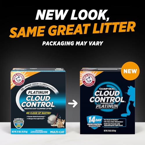 ARM & HAMMER Cloud Control Platinum Cat Litter, Multi-Cat, 37 lbs | Clumping Litter, Hypoallergenic, Dust-Free, 14-Day Odor Control - style: Cloud Control Platinum Clumping Litter