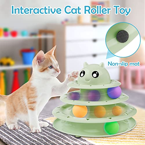 UPSKY 20 PCS Cat Toys Set with Teaser, Mice, Spring, and Various Ball Toys | Puzzle Kitten Toys, Sturdy Structure, Detachable Design, Easy to Assemble, Anti-Slip, Reduces Boredom for Indoor Cats - color: B-20PCS-Fruit Green