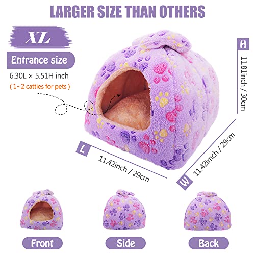 HOMEYA Small Animal Pet Bed, Sleeping House Habitat Nest for Guinea Pig Hamster Hedgehog Rat Chinchilla Hideout Bedding Snuggle Sack Cuddle Cup Cage Accessories with Washable Mat- XL(Purple) - color: Purple