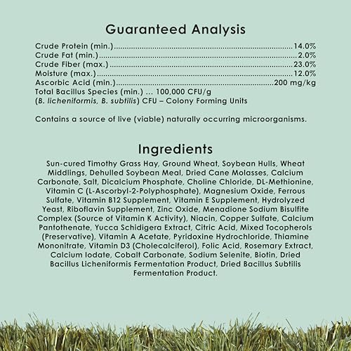 Kaytee Timothy Complete Guinea Pig Food, Made with Timothy Hay, High in Fiber, Supports Dental Health and Digestion, Long-lasting Vitamin C, 5 pounds - size: 5 Pound (Pack of 1)