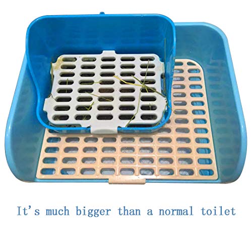 Hamiledyi Large Rabbit Litter Box Corner Bedding Box Chinchilla Toilet Trainer Square Potty Pet Pan for Adult Guinea Pig, Galesaur.Ferret and Other Animals Blue - color: BLUE