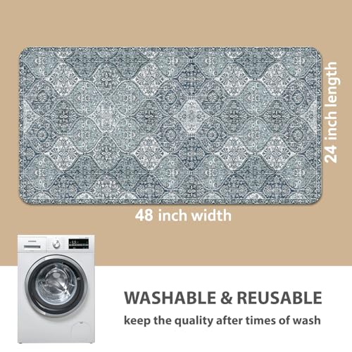 nunubaby Washable Pee Pads for Dogs, Stylish, Non-Slip and Leak-Proof Pee Pads. Reusable Potty Pads for Dogs for Crates and Floors.(Blue/Multi, 24" x48" ) - color: Blue/Multi, size: 24x48 Inch (Pack of 2)