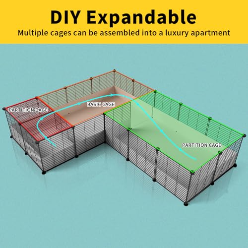 Oneluck Guinea Pig Cage, Indoor Habitat with Waterproof Plastic Bottom, Playpen for Small Pet Bunny, Turtle, Hamster, Partition cage - color: Basic Cage