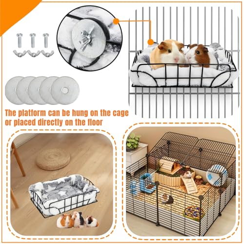 Metal Rat Cage Hanging Platform with Mat, Chew Proof | Rat Hammock Basket Squirrel Cage Bed Platform Accessories, Small Animal Habitat for Hamster, Hedgehog, Chinchilla Pig, Black