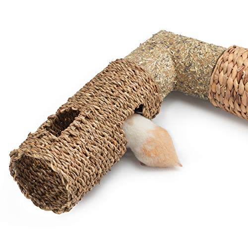 Niteangel Creative & Composable Hamster Tunnel: Edible Seagrass & DIY Tube | Mimic Wild Underground Habitat & Build Unique Burrow as Hideout for Small Sized Animals Like Hamsters Mouse Gerbils Mice - size: HC