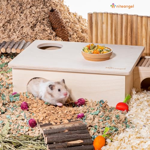 Niteangel Birch Chamber-Maze Hamster Hideout - Small Pets Woodland House Habitats Decor for Hamster Mice Gerbils Mouse