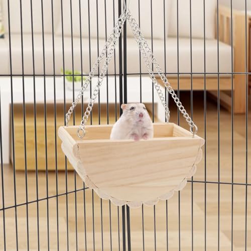 Hypeety Wooden Hamster Swing Toy for Dwarf Hamster Gerbil Rat Mouse Mice Small Animla Cage Perch Stand Toy - color: Swing