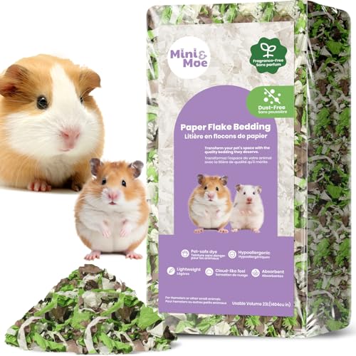 mini&moe Hamster Bedding 25 Liters: Hamster Bedding Dust-Free and Odor Control Moisture Absorbent Natural Paper Small Pet Bedding - for Guinea Pigs, Hamsters, Rabbits, and Small Animal - color: WindowVine