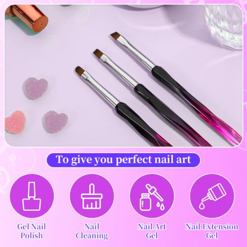 3Pcs Nail Art Clean Up Brushes Nail Brushes Cleaning Polish Mistakes | Cleaning Polish Mistakes on the Cuticles, Acetone Resistant Nail Brush, Fingernail Cleaning Brushes for Nail Art and Designs - color: Pink Black-3Pcs