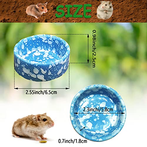 kathson 2 Pcs Hamster Food Bowl Guinea Pig Ceramic Water Bowl Small Animal Feeding Dish for Dwarf Hamster Gerbil Syrian Ferret Hedgehog Chinchilla Bunny (Blue)… - color: Blue, size: 2Pcs:S