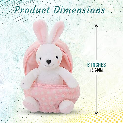 Easter Stuffed Animal - 6 inch - Surprise Zip up Egg Hideaway Springtime Inspired Plush Toy Gift for Kids, Boys and Girls - Easter Mother's Day Birthday (New Bunny-Egg) - color: New Bunny-egg