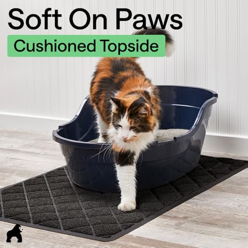 GORILLA GRIP Cat Litter Box Mat, Cushioned Coil Mesh Litter Trapping Mats, Scatter Control Supplies for Less Mess, Phthalate Free, Ultra Deep Catch Grooves, Rinse or Vacuum to Clean, 24x17 Black - color: Black, style: Small (24" x 17")