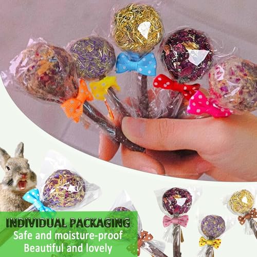 kathson 16PCS Rabbit Timothy Hay Treats Sticks,Interactive Bunny Lollipop Chew Sticks,Natural Guinea Pigs Chewing Treats Molar Teeth Toys for Small Animals,Chinchilla,Hamster,Gerbil