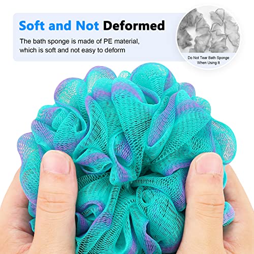 FORENEE Green and Purple Loofah on a Stick, PE Mesh Back Scrubber | Soft PE mesh for rich lather and gentle cleansing; water-resistant coated wood handle, non-slip rubber grip and hanging loop - style: Green