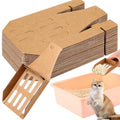 Watersay 30 Pcs Disposable Cat Litter Scoops 8.3x3.3 Inch Portable Kitty Litter Scooper with Holder Shovel Cardboard Plastic Free Litter Scoop with Holes for Travel Cat Litter Box