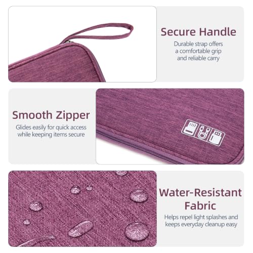 Cable Organizer Bag, Electronics Case for Cords, Chargers & Tech | Organize cables, chargers and power banks with elastic loops, mesh pockets and a slim design for travel. - color: purple, size: S