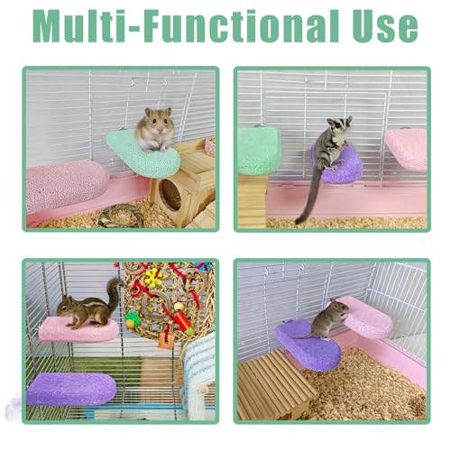 3 Pack Hamster Rat Lava Ledge Platform Teeth Grinding Chewing Toy (L) | Chinchillas Pumice Teeth Grinding Block Perch Stand Jumping Platform Small Animals Cage Accessories for Gerbil Mouse Bird
