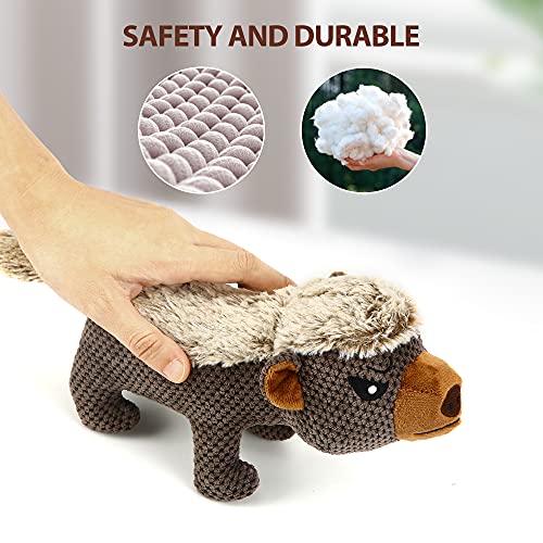 IOKHEIRA Dog Plush Toys for Aggressive Chewers, Indestructible Dog Squeaky Toys with Crinkle Paper, Durable Teething Chew Toys for Medium and Large Breed (Grey) - color: Grey