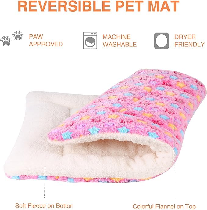 Mora Pets Cat Bed Dog Crate Pad Ultra Soft Pet Bed with Cute Star Print Washable Reversible for Small Dogs 14 x 17.5 inch 2 Pack Pink - color: pack - Pink/Pink, size: 18-Inch