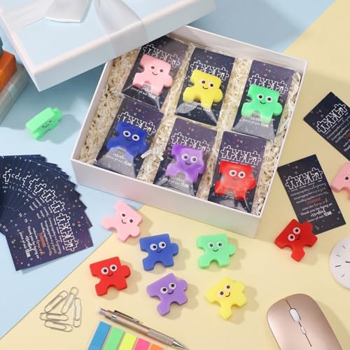 HyDren 60 Set Inspirational Puzzle Stress Ball Teamwork Gifts Bulk | Team Gifts, Motivational Cards, Kawaii Squeeze Stress Relief Ball, Employee Appreciation, Cute Fidget Toy for Coworker, Adult - style: Puzzle