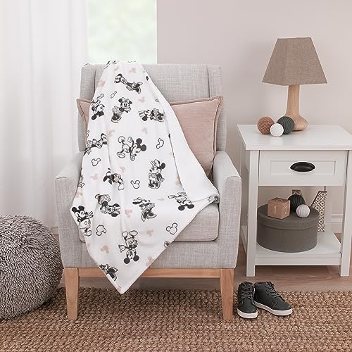 NoJo Disney Mickey and Minnie Mouse Black and White Super Soft Sherpa Baby Blanket - color: Mickey and Minnie Mouse Black