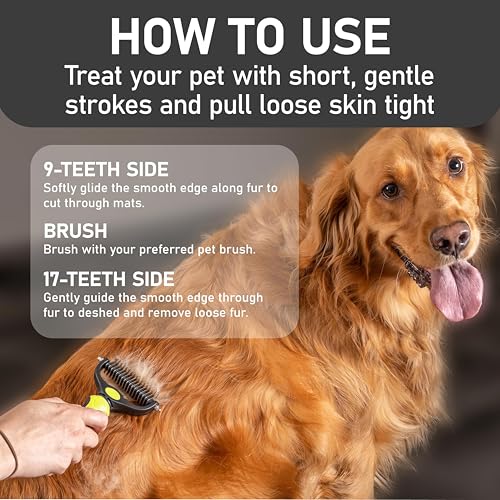 Maxpower Planet Pet Grooming Brush - Double Sided Shedding, Dematting Undercoat Rake for Dogs and Cats - Extra Wide Dog Grooming Brush - Yellow | Yellow Deshedding & Dematting, Extra-Wide Double-Sided Comb, Long-Haired Coats, Reduces Shedding, Original De