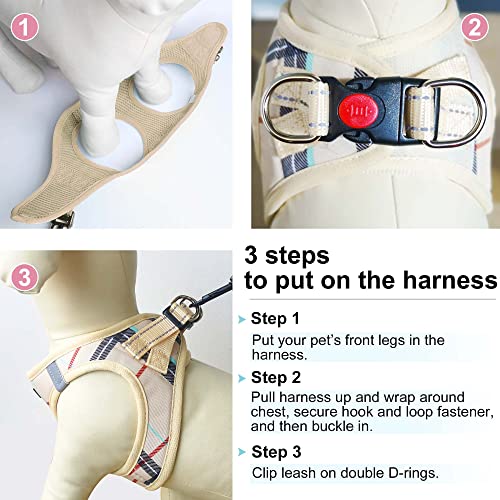 Dog Harness Step-in Breathable Puppy Cat Dog Vest Harnesses for Small Medium Dogs - color: Beige, size: X-Large (Chest 20''-24'', Weight 18-28 lb)