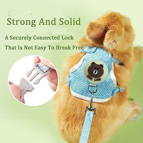 Rabbit Harness and Leash Set 2 Pieces Adjustable Bunny Harness Leash Ferret Harness Guinea Pig Harness Ferret Leash for Small Pets Walking Outdoor (Pink, Small) - color: Pink