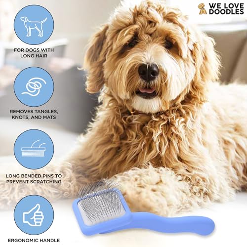 Slicker Brush for Dogs, Pet Grooming Brushes for Doodles & Poodles, Small | Best Brush For Long Haired Dogs, Dematting Comb & Deshedding Tools For Goldendoodle Coats, Puppy Matting Grooming Supplies - size: Extra Small Slicker Brush
