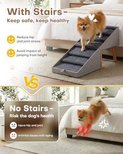 Split Ottoman Dog Ramp for Bed and Couch, 21.06" H Non Slip Dog Stairs for Small Medium Large Dogs Cats Puppies Joint Support, 2 in 1 Foldable Wooden Pet Steps for Senior/Injured Dogs, Space Saving - size: 21.06" H-Hemp Green