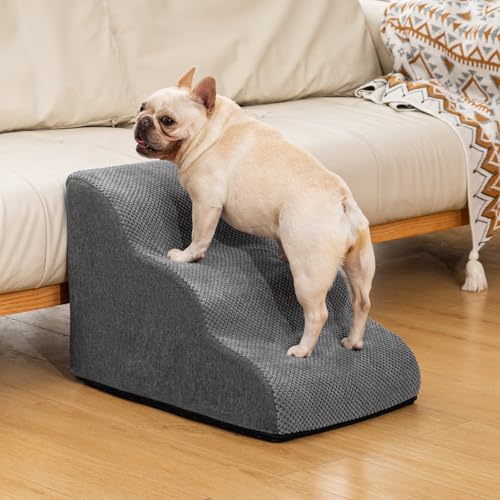 Aodisman Dog Ramp and Stairs for Small Dogs & Cats,3-Step Pet Stairs for Couch Sofa and Chair,Indoor Anti-Slip Dog Stairs for Old Cats and Puppy