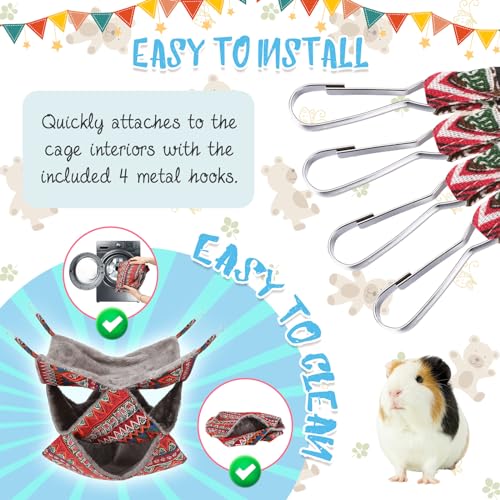 3 Tier Guinea Pig Cage Accessories,Ferret Rat Hammock,13.7x13.7 Inches, Pet Cage Hanging Bunkbed Hammock for Small Animals,Guinea Pig,Ferret,Kitten,Squirrel, Chinchilla, Rat,Parrot - color: red