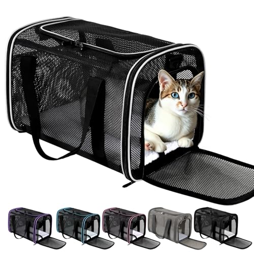 Cat Carrier Dog Carrier Pet Carriers Soft-Sided Cats Bag Animal Carriers Puppy Carrying Bag TSA Airline Approved Small Dog Carrier Soft Sided, Collapsible Travel Carriers for Big Cats(Up to 16lbs), - color: white, size: 17*11*11