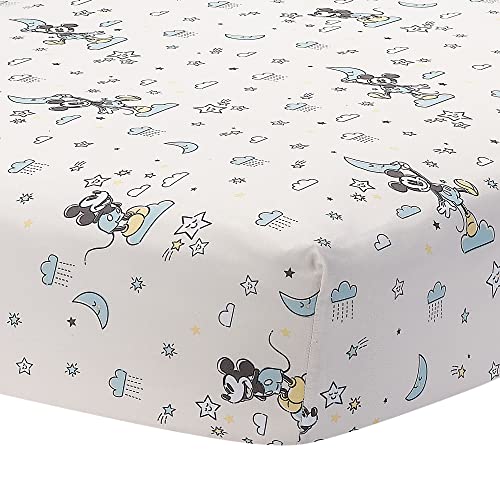 Lambs & Ivy Disney Baby Moonlight Mickey Mouse Fitted Crib Sheet - White - color: Moonlight Mickey, size: Standard Crib