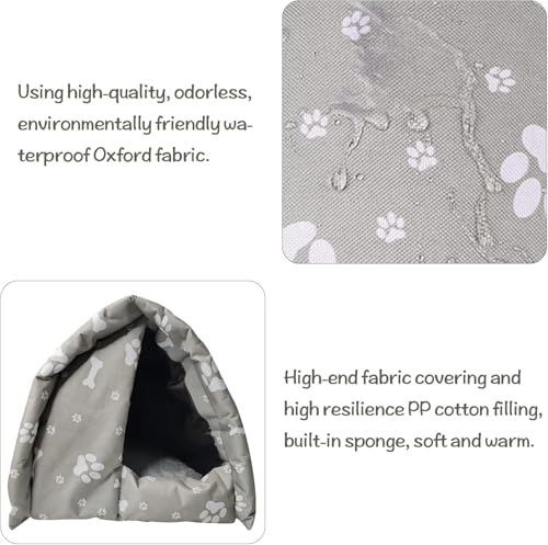 Hamiledyi Bunny Cave Bed Small Animal Warm Nest Habitats Guinea Pig Hideouts Stray Cats Shelter Cage Accessories for Hamster Cats Rat Mice Chinchilla Flying Squirrel (Grey)
