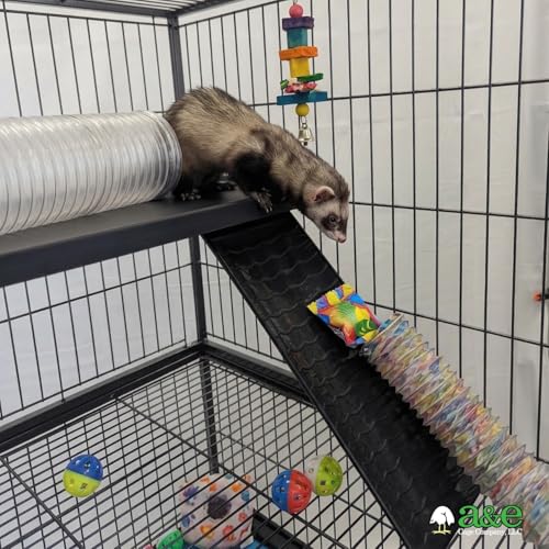 A&E Cage Co AE7004 Ferret Manor Cage – Two Story Ferret Habitat 31"x20"x54" with Platforms, Ramps & Hammock – Rolling Ferret Cage with Storage Shelf & Double Locking Doors - size: Large