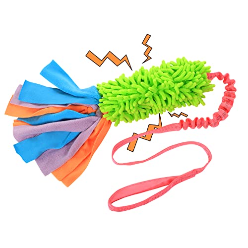 SCHITEC Tug Toy for Dogs, Bungee Tug of War Rope Toys with Squeaky Sound for Small Medium Large Dog, Puppy Training Pull Toy for Exercise & Interactive Play Games - style: Chenille+Long Handle