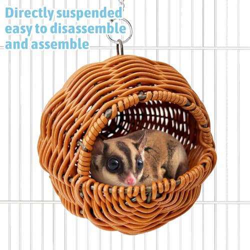 BNOSDM Sugar Glider Nest, Pet Glider Cage Sleep Nesting Squirrels Playing Hideout Hanging Hammock with Warm Cotton Pad Small Animal Cage Accessories for Marmosets Hamsters (G Type Holes) - color: 1.Original Style
