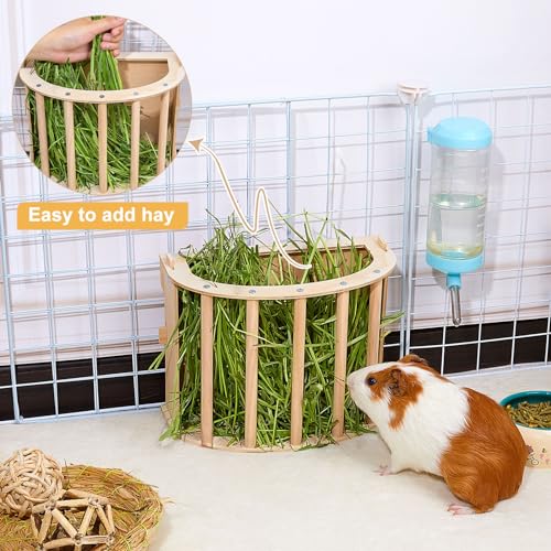 Unicorn Catcher Wooden Guinea Pig Hay Feeder, Large Hanging Rabbit Rack | Bunny Hay Holder Featuring A Large Capacity Wooden Design For Organized Feeding In Chinchilla And Ferret Cages - size: 2 PACK