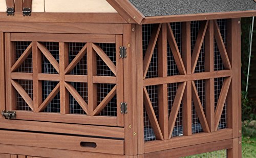Merry Pet Tudor Rabbit Hutch for up to 4 Rabbits with Asphalt Roof and Removable Tray for Easy Cleaning