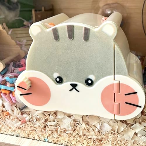 Magnetic Hamster Hideout with Clear Viewing Lid, Mount Hamster House for Syrian Hamsters, Dwarf Hamsters, Gerbils,Mice, Small Animal Hideaway Hut for Acrylic & Wire Cages,Yellow Bear4319-2 - color: Gray Bear