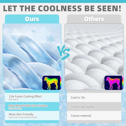 Dog Cooling Mat Extra Large,48''*28'' Upgraded Endothermic Color Changing Arc-Chill Cooling Fiber for Summer, Non Slip Sleeping Blanket Pet Pads,Washable Non-Toxic Mats for Bed Soft Crate - size: X-Large 48in x 28in (1 Pack)