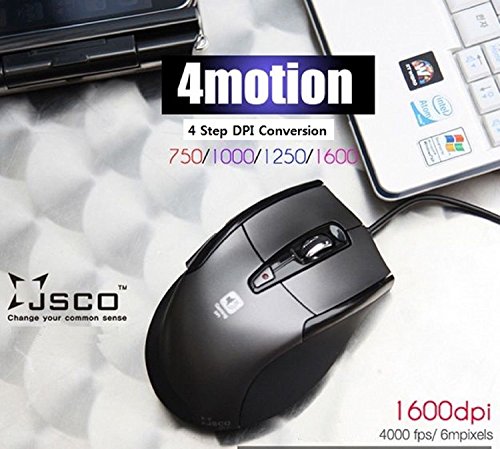 Noiseless USB Optical Gaming Computer Wheel Mouse 1600 DPI Super Quiet JNL-101K Black Silent
