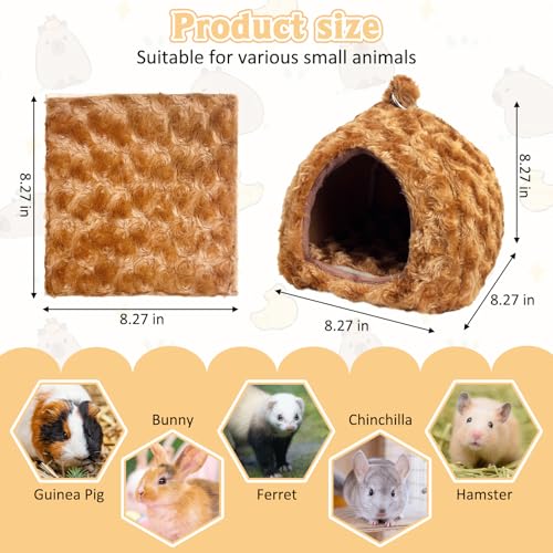 PINVNBY Guinea Pig Hamster Bed Warm Bunny Hideout Dwarf Rabbit Hideway Winter Sleeping Guinea Pig House for Hedgehog Ferret Rat Chinchilla and Other Small Animals（Brown） - color: Brown