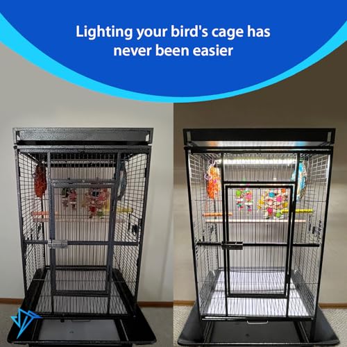 HappyBird Lighting Bird Cage Light with Chew Guard - Full Spectrum LED Pet Light - Simulates Natural Environment - Safe for Hookbill Birds – Easy to Install - (10" Long) - size: 10"