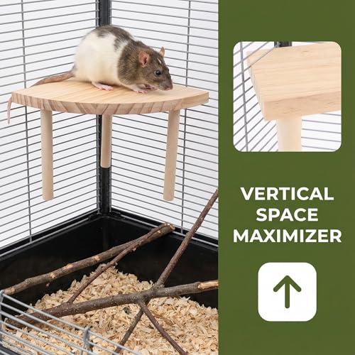 NOLITOY Hamster Platform Fan Shaped Wooden Cage Accessory Space-Saving Small Pet Climbing and Resting Stand Multi-Use Hamster Cage Platform for Hamsters Gerbils and Small Animals