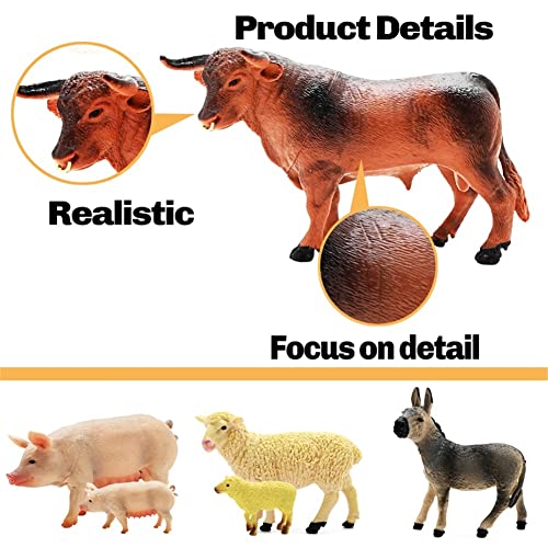 Kimicare 3 Pack Farm Toy Tractor with 40pcs Plastic Farm Animals Figurines and Fence Farm Playset, Farm Figures Farmer Vehicle Toy Truck with Trailer Birthday Gifts Christmas Stocking Stuffers - style: Farm Animals Figures