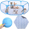 Hamster Playpen with Mat Small Animal Cage Tent Breathable Transparent Guinea Pig Playpen Waterproof Portable Yard Fence Mat Foldable Exercise Playpen Outdoor Indoor (Blue,Star) - color: Blue